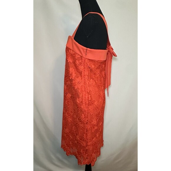 Banana Republic Lace Shift Dress‎ Giant Bow Back Orange Red Women's SIZE 6 - Picture 4 of 15